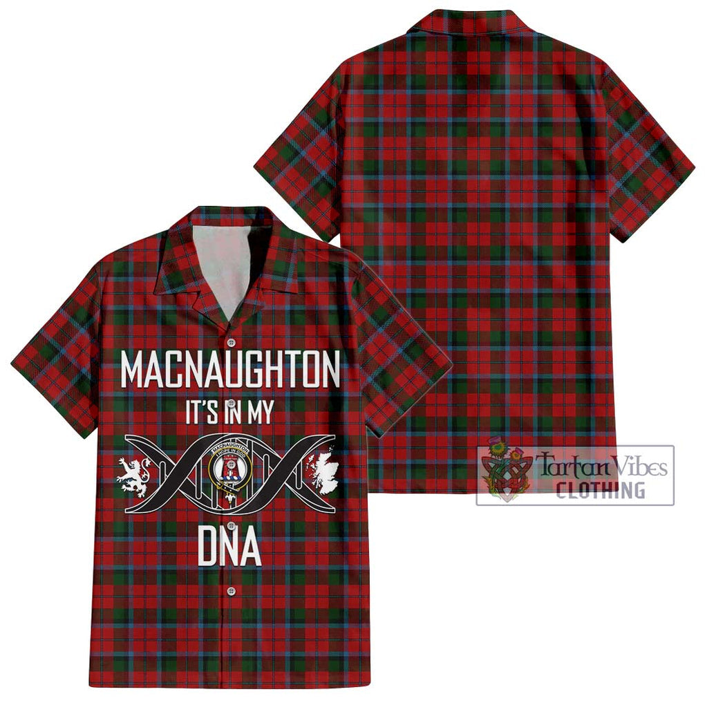 MacNaughton (McNaughton) Tartan Short Sleeve Button Shirt with Family Crest DNA In Me Style Kid - Tartanvibesclothing Shop