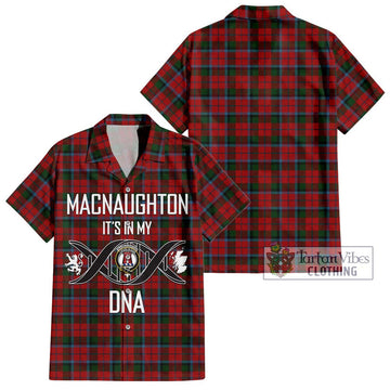 MacNaughton (McNaughton) Tartan Short Sleeve Button Shirt with Family Crest DNA In Me Style