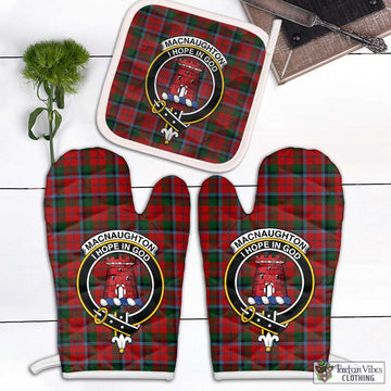 MacNaughton (McNaughton) Tartan Combo Oven Mitt & Pot-Holder with Family Crest White - Tartan Vibes Clothing