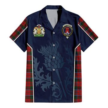 MacNaughton (McNaughton) Tartan Short Sleeve Button Up Shirt with Family Crest and Scottish Thistle Vibes Sport Style