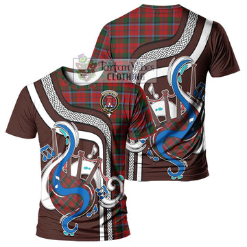 MacNaughton (McNaughton) Tartan T-Shirt with Epic Bagpipe Style