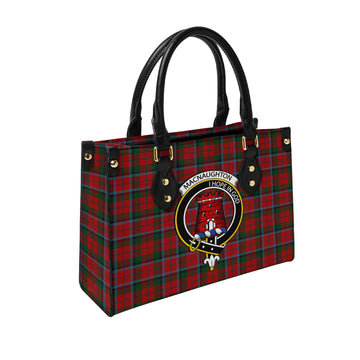 MacNaughton (McNaughton) Tartan Leather Bag with Family Crest