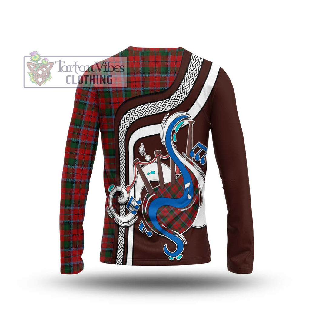 Tartan Vibes Clothing MacNaughton Tartan Long Sleeve T-Shirt with Epic Bagpipe Style