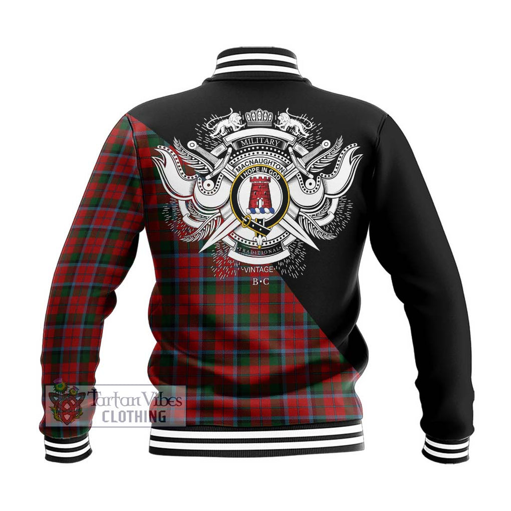 MacNaughton (McNaughton) Tartan Baseball Jacket with Family Crest and Military Logo Style - Tartan Vibes Clothing