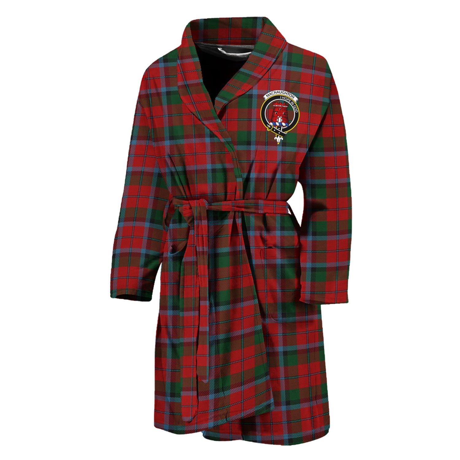 MacNaughton (McNaughton) Tartan Bathrobe with Family Crest Unisex M - Tartan Vibes Clothing