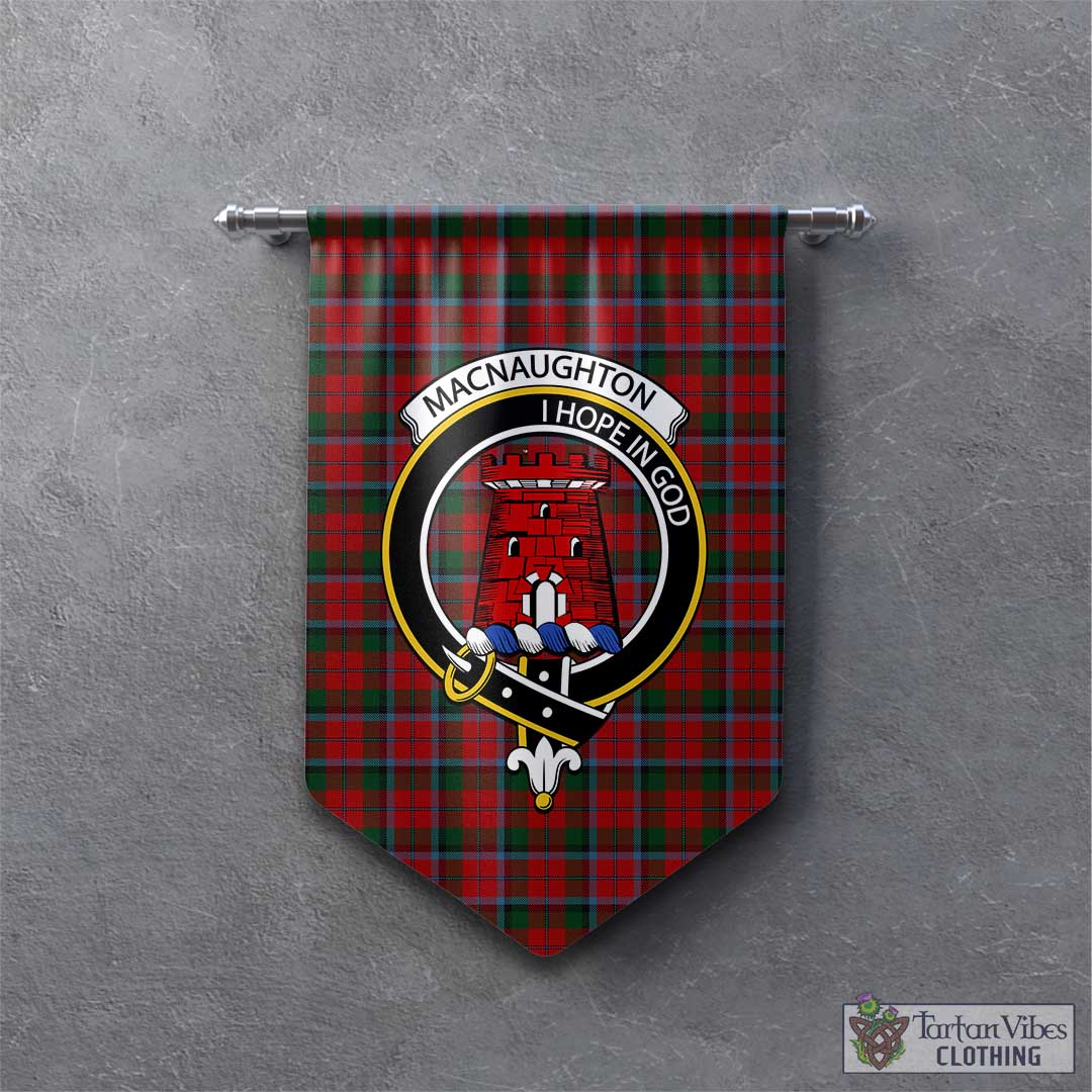 Tartan Vibes Clothing MacNaughton Tartan Gonfalon, Tartan Banner with Family Crest