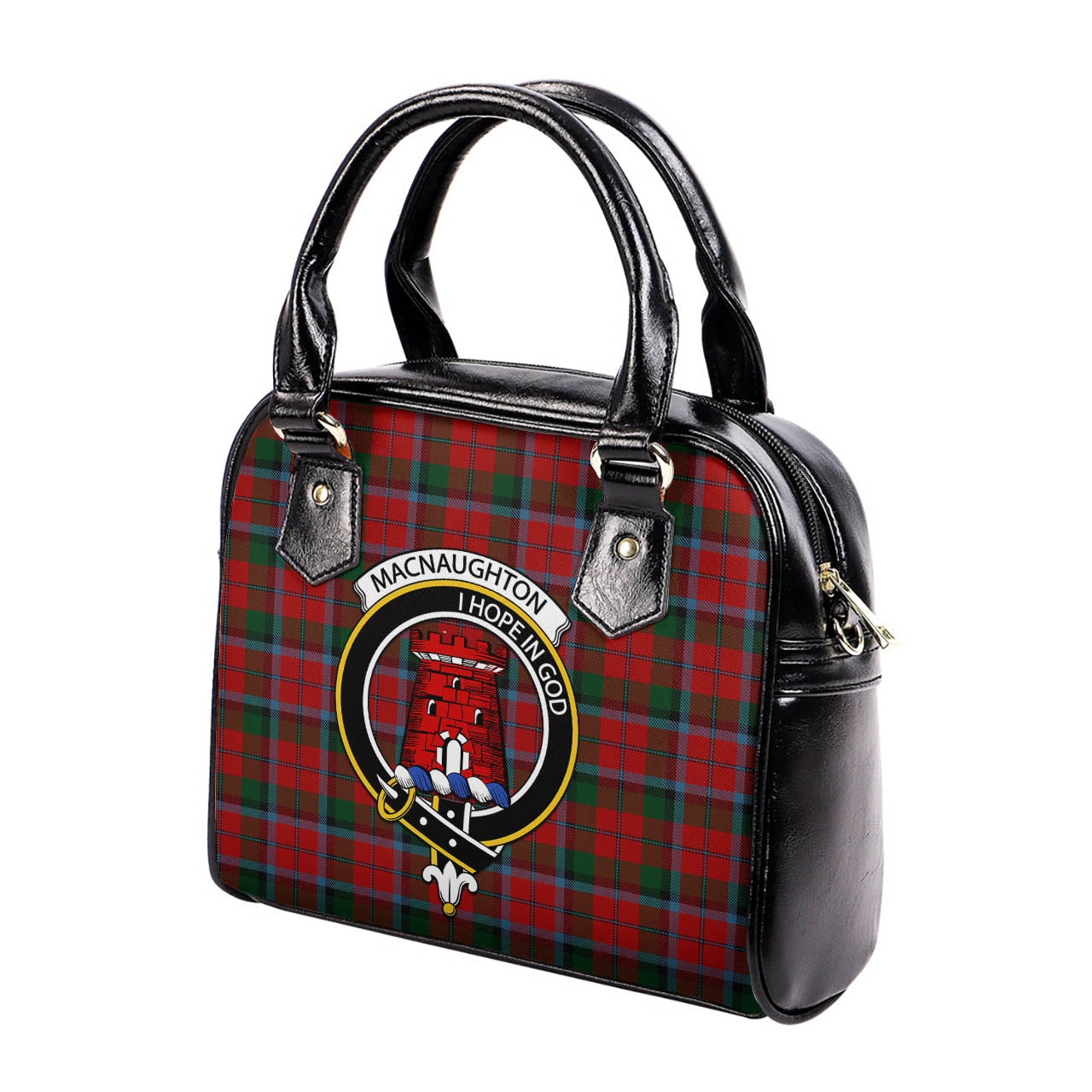 MacNaughton Tartan Shoulder Handbags with Family Crest - Tartanvibesclothing