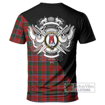 MacNaughton (McNaughton) Tartan T-Shirt with Family Crest and Military Logo Style