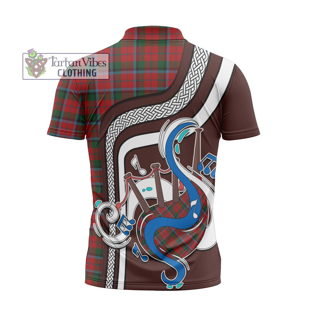 MacNaughton (McNaughton) Tartan Zipper Polo Shirt with Epic Bagpipe Style - Tartanvibesclothing Shop