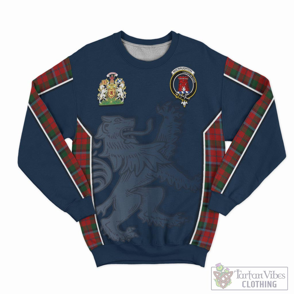 Tartan Vibes Clothing MacNaughton Tartan Sweater with Family Crest and Lion Rampant Vibes Sport Style