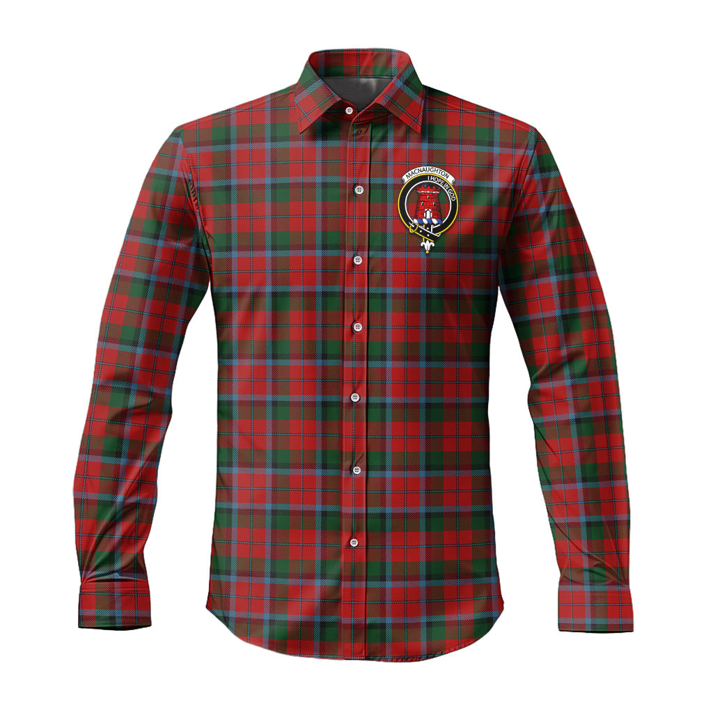 MacNaughton (McNaughton) Tartan Long Sleeve Button Up Shirt with Family Crest Men's Shirt - Tartan Vibes Clothing