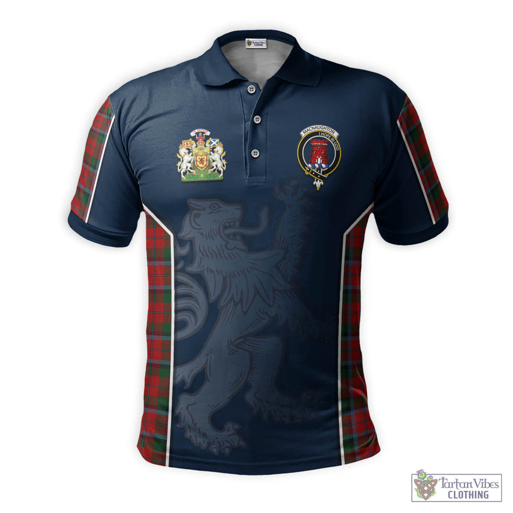 Tartan Vibes Clothing MacNaughton Tartan Men's Polo Shirt with Family Crest and Lion Rampant Vibes Sport Style