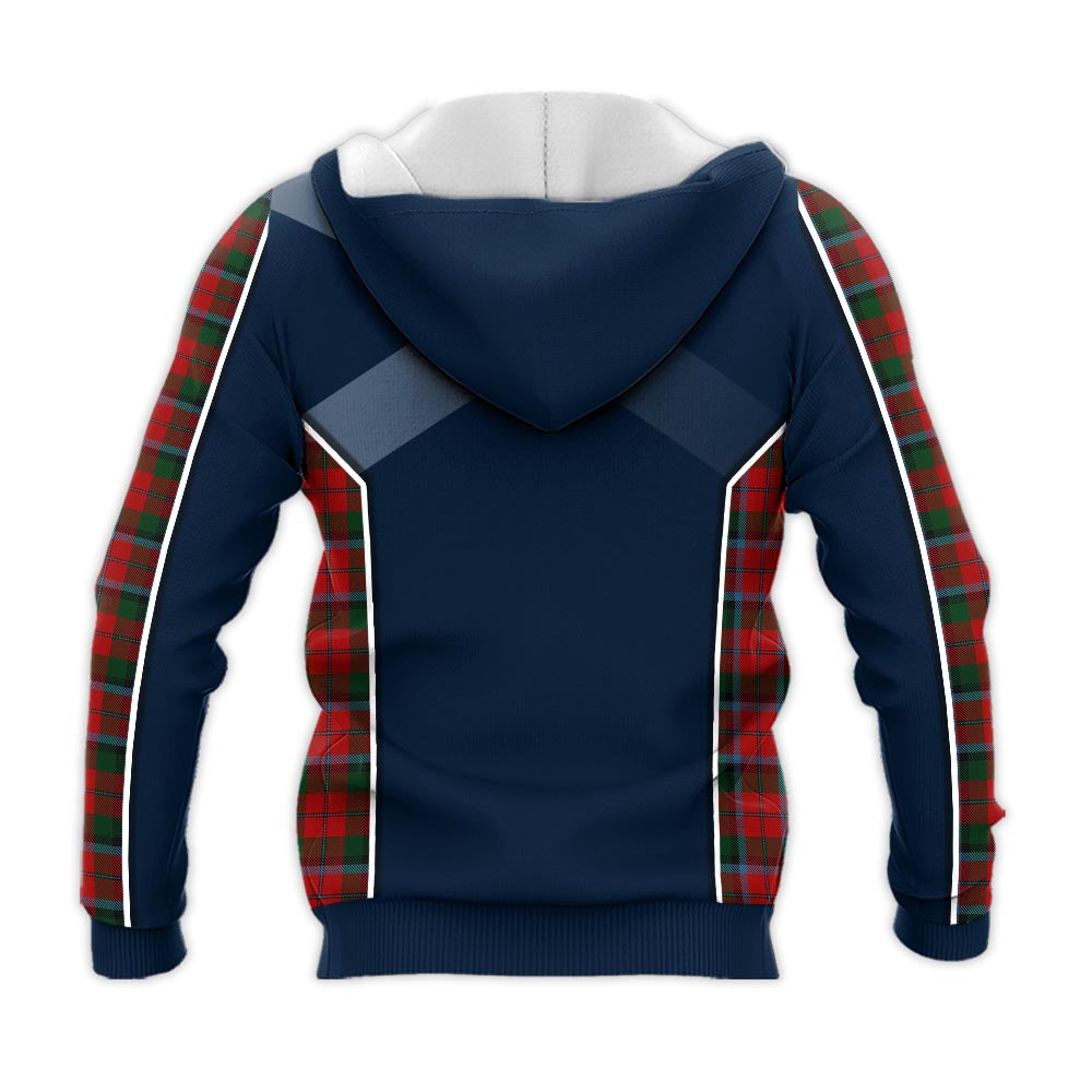 Tartan Vibes Clothing MacNaughton Tartan Knitted Hoodie with Family Crest and Scottish Thistle Vibes Sport Style