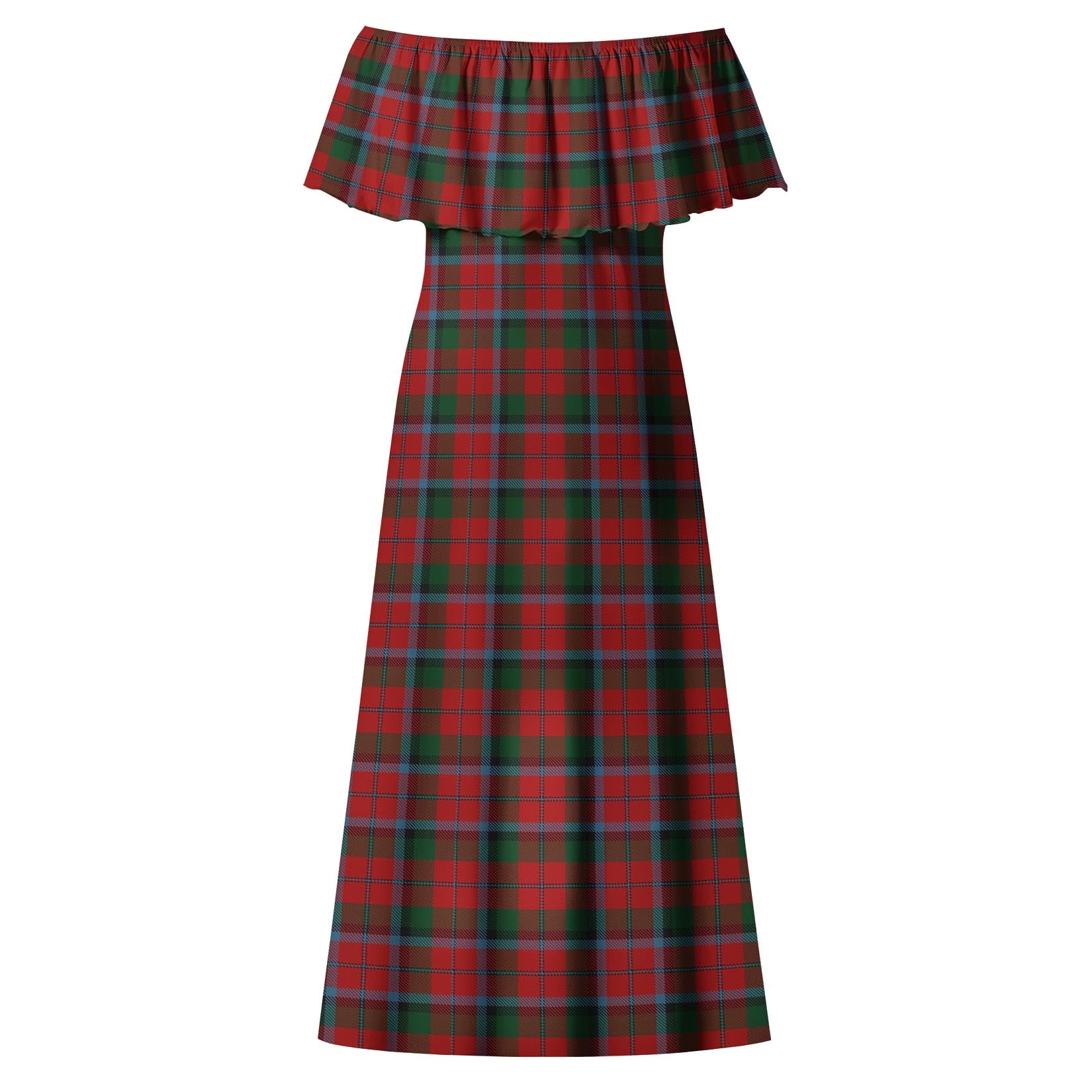 MacNaughton Tartan Off Shoulder Long Dress - Tartanvibesclothing