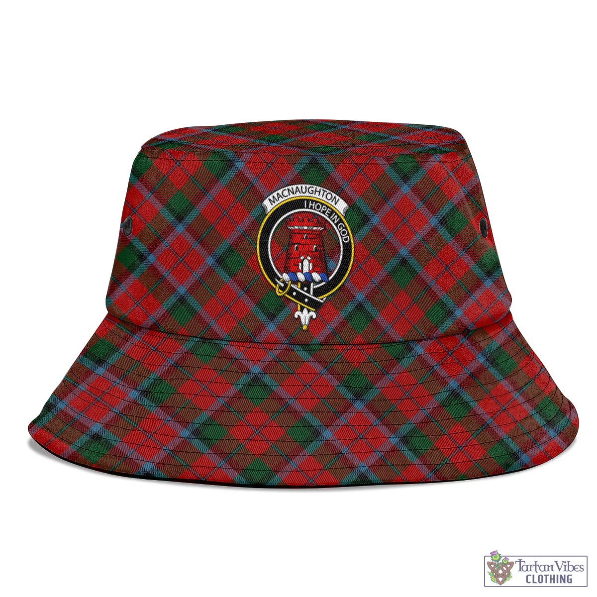 Tartan Vibes Clothing MacNaughton Tartan Bucket Hat with Family Crest