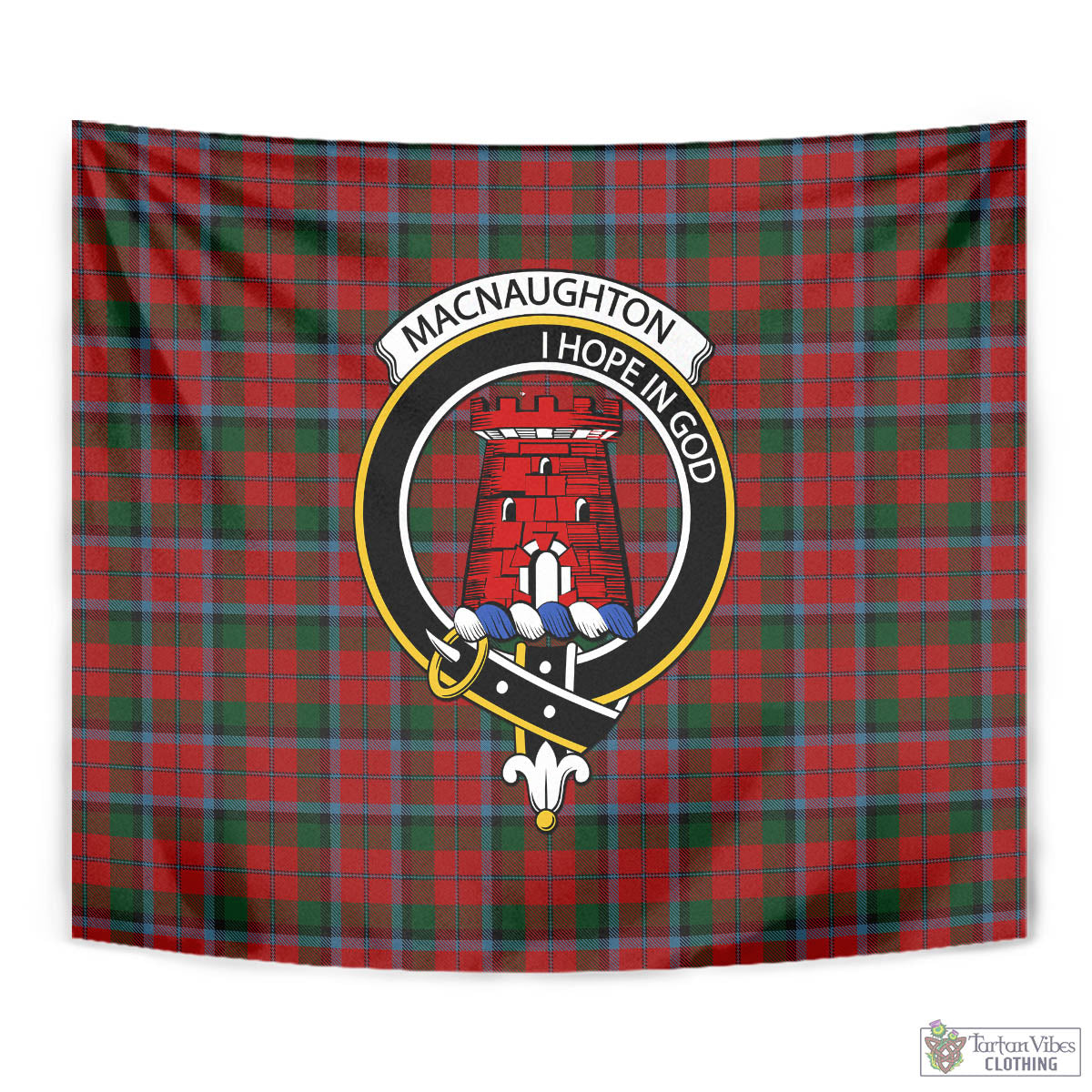 Tartan Vibes Clothing MacNaughton Tartan Tapestry Wall Hanging and Home Decor for Room with Family Crest