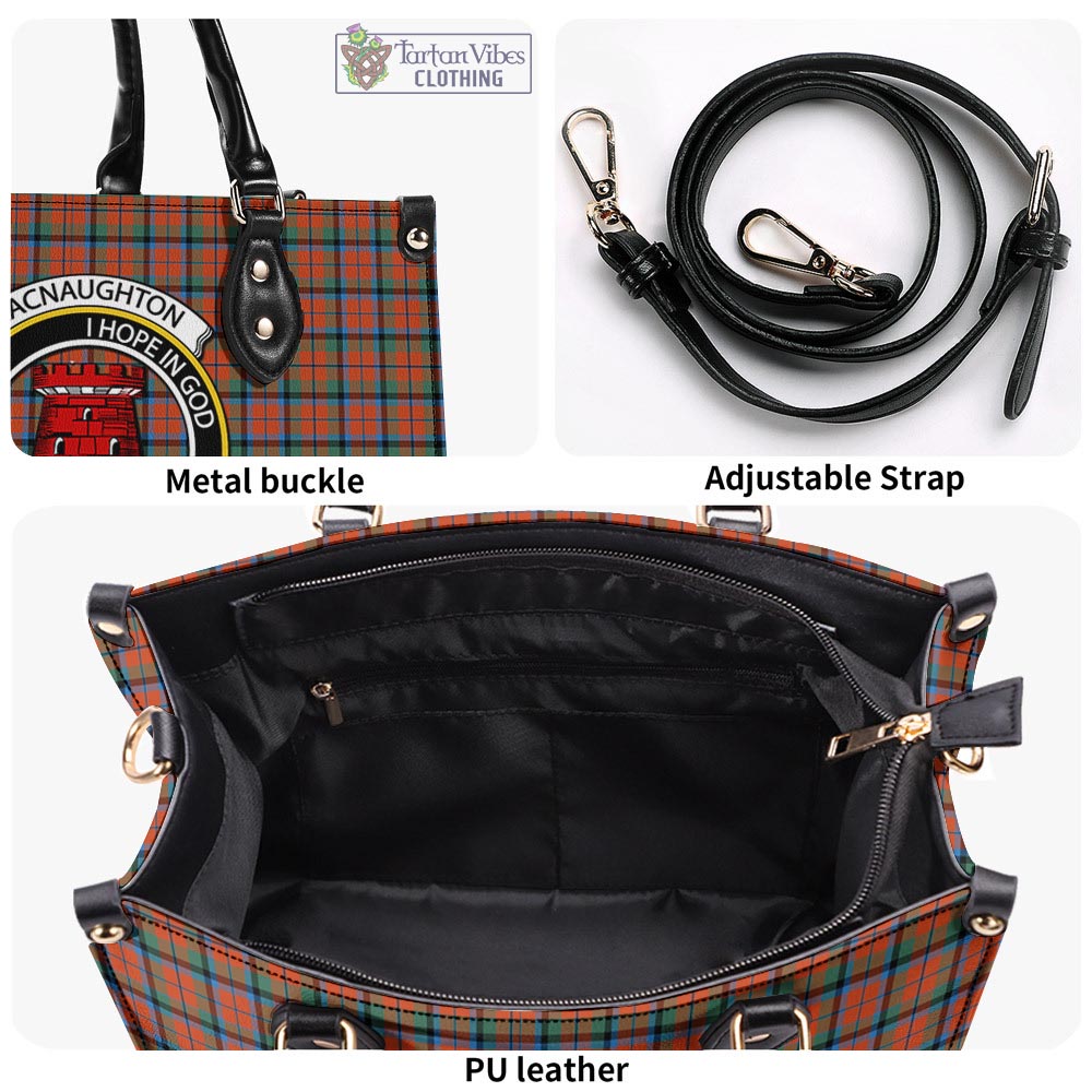 Tartan Vibes Clothing MacNaughton Ancient Tartan Luxury Leather Handbags with Family Crest