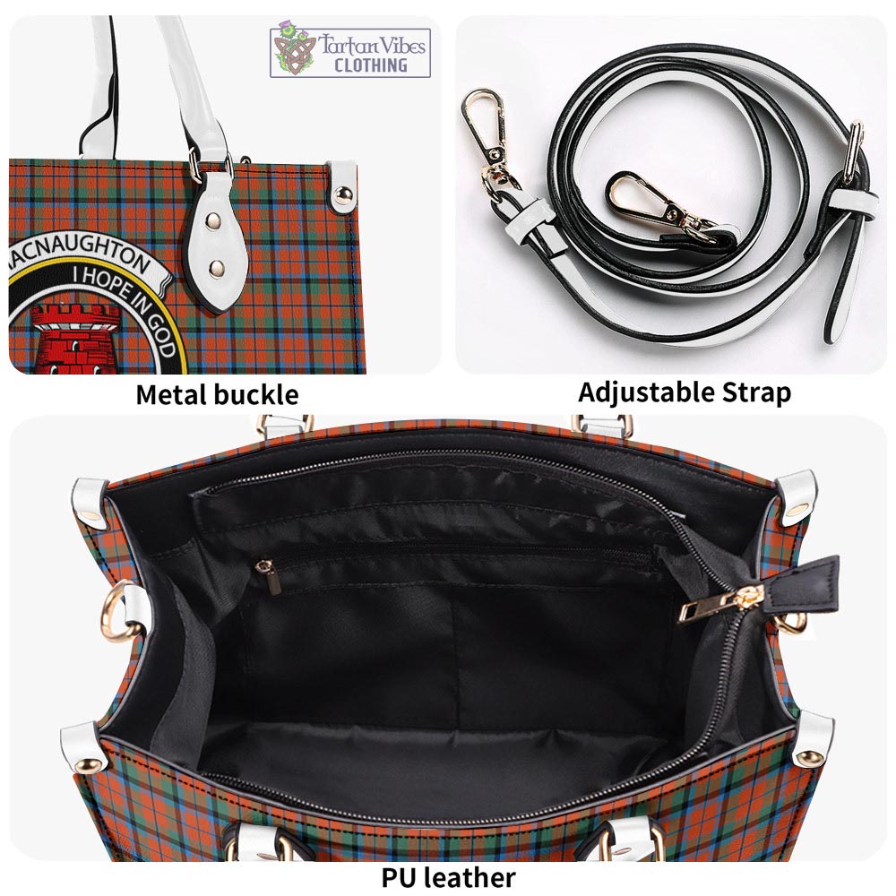 Tartan Vibes Clothing MacNaughton Ancient Tartan Luxury Leather Handbags with Family Crest