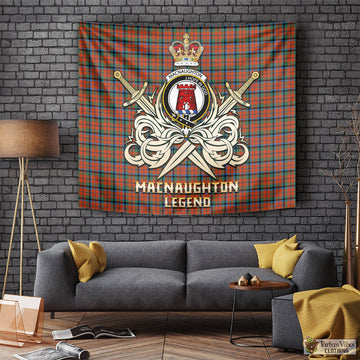 MacNaughton Ancient Tartan Tapestry with Clan Crest and the Golden Sword of Courageous Legacy