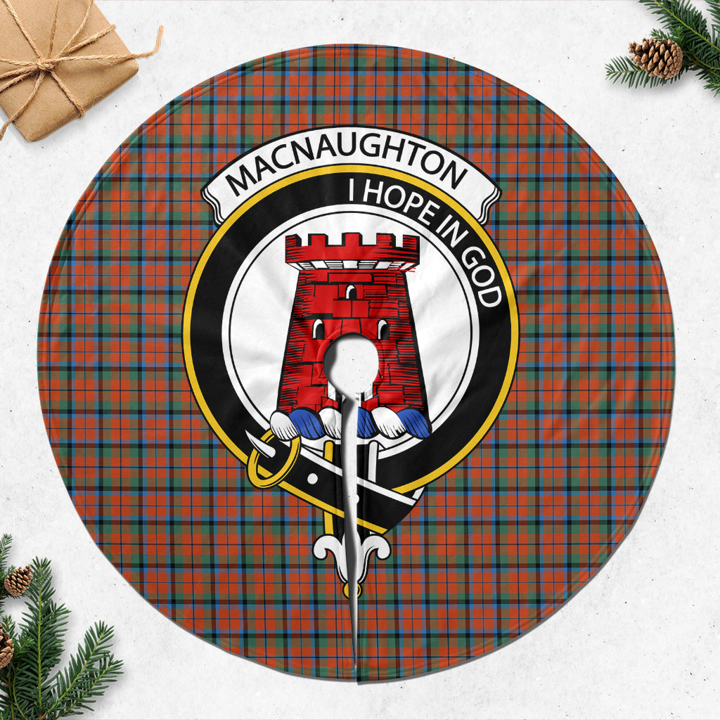 MacNaughton Ancient Tartan Christmas Tree Skirt with Family Crest - Tartanvibesclothing