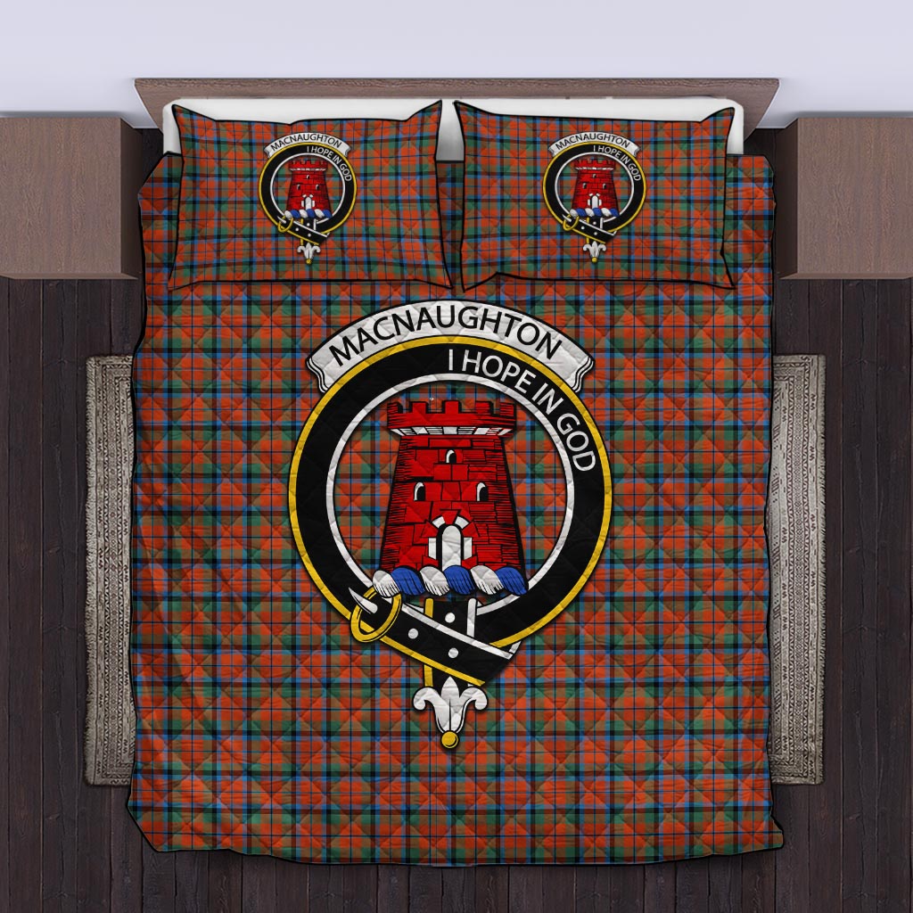 MacNaughton Ancient Tartan Quilt Bed Set with Family Crest Twin - Tartan Vibes Clothing