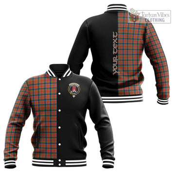 MacNaughton Ancient Tartan Baseball Jacket with Family Crest and Half Of Me Style