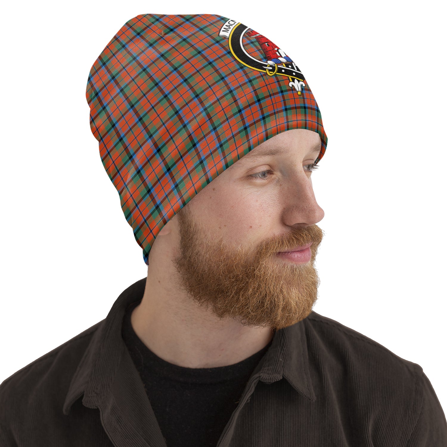 MacNaughton Ancient Tartan Beanies Hat with Family Crest One Size 10.5*10.2 inches - Tartan Vibes Clothing