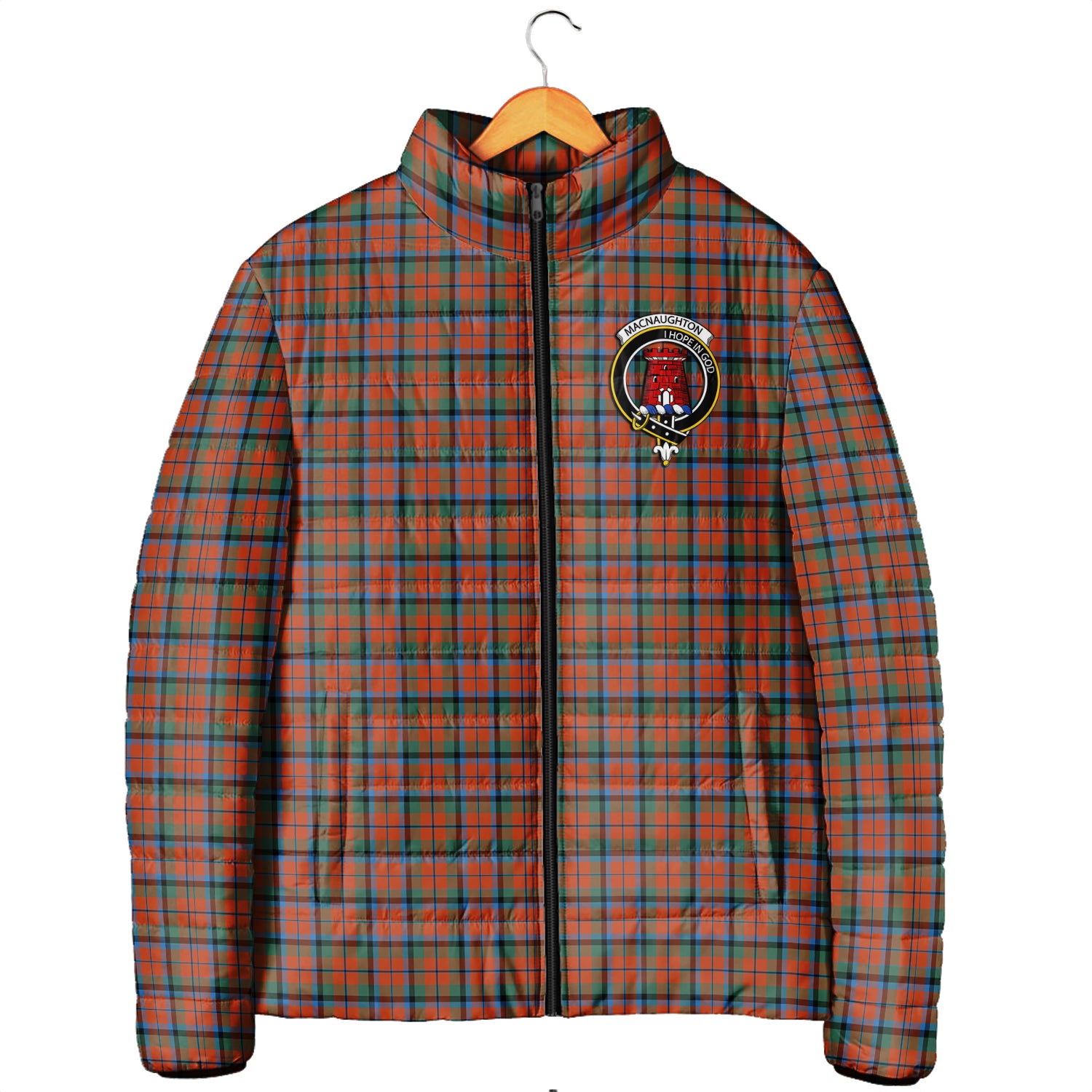 MacNaughton Ancient Tartan Padded Jacket with Family Crest Men's Padded Jacket - Tartan Vibes Clothing