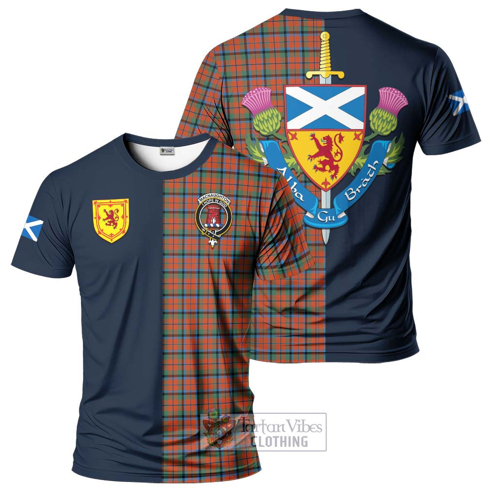 Tartan Vibes Clothing MacNaughton Ancient Tartan T-Shirt Alba with Scottish Lion Royal Arm Half Style