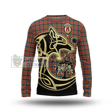 MacNaughton Ancient Tartan Long Sleeve T-Shirt with Family Crest Celtic Wolf Style