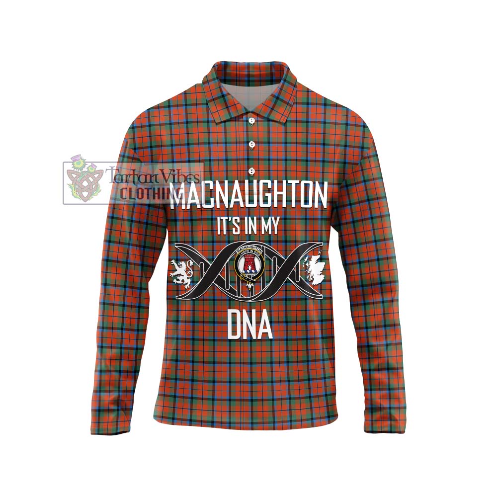 MacNaughton Ancient Tartan Long Sleeve Polo Shirt with Family Crest DNA In Me Style Unisex - Tartanvibesclothing Shop