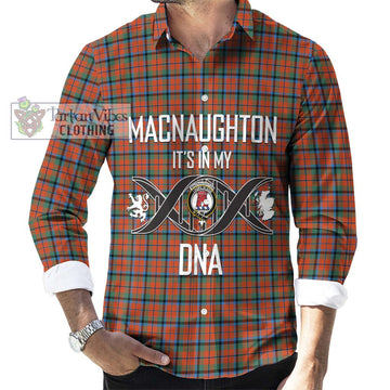 MacNaughton Ancient Tartan Long Sleeve Button Shirt with Family Crest DNA In Me Style