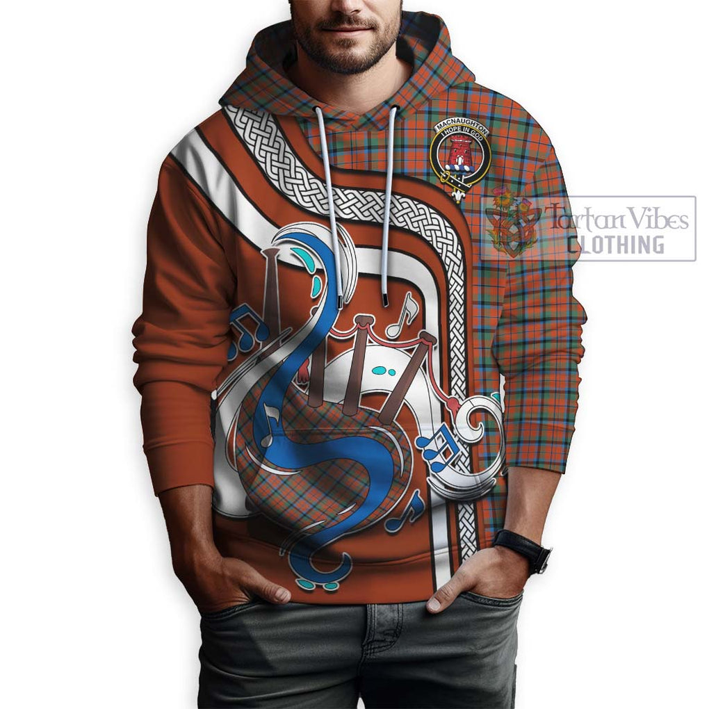 MacNaughton Ancient Tartan Hoodie with Epic Bagpipe Style Zip Hoodie - Tartanvibesclothing Shop