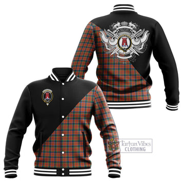 MacNaughton Ancient Tartan Baseball Jacket with Family Crest and Military Logo Style