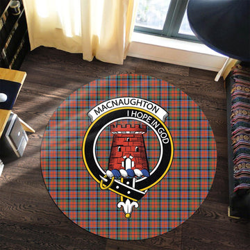 MacNaughton Ancient Tartan Round Rug with Family Crest