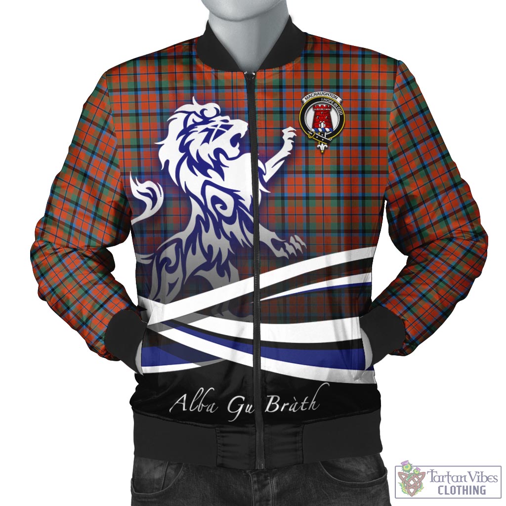 Tartan Vibes Clothing MacNaughton Ancient Tartan Bomber Jacket with Alba Gu Brath Regal Lion Emblem