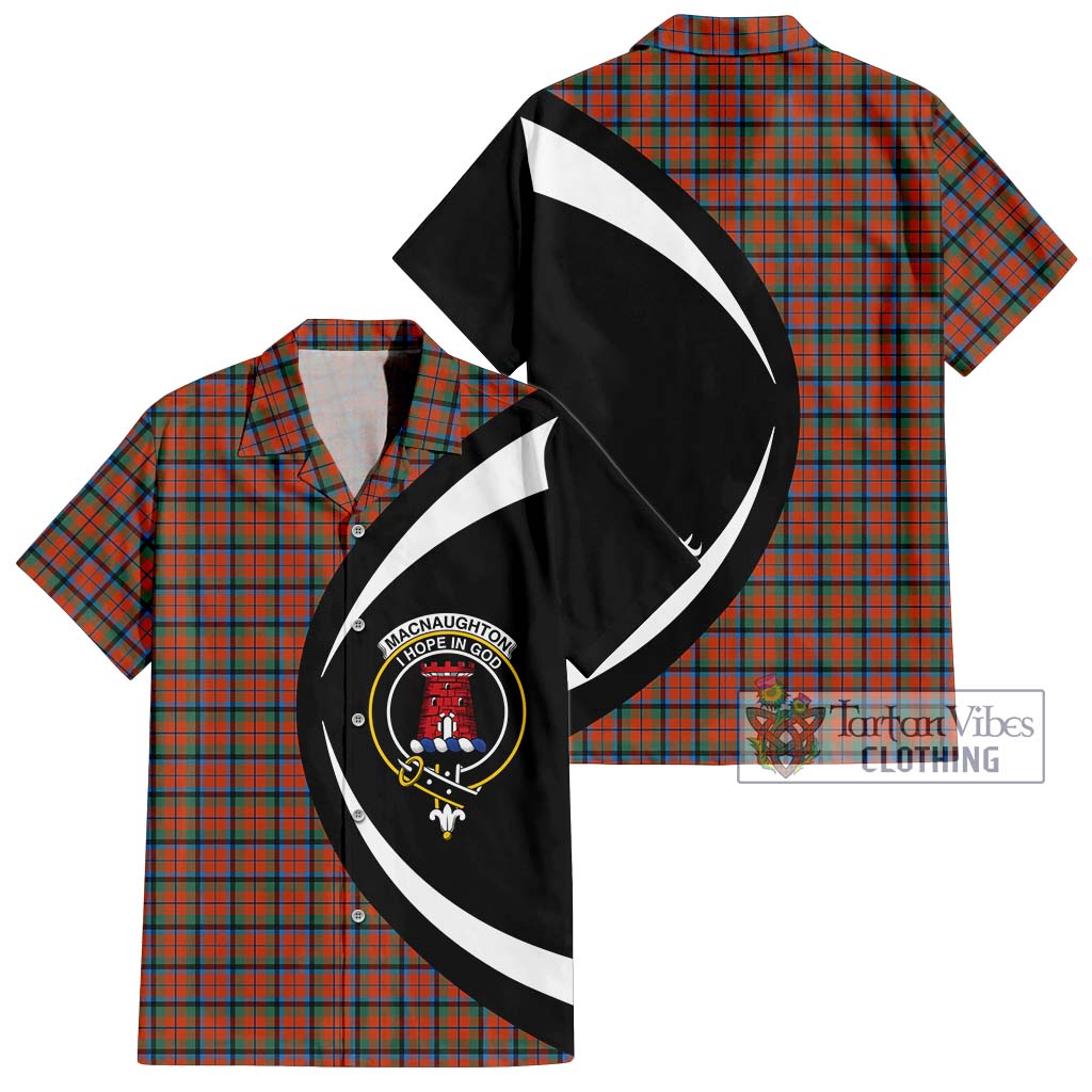 MacNaughton Ancient Tartan Short Sleeve Button Up with Family Crest Circle Style Kid - Tartan Vibes Clothing