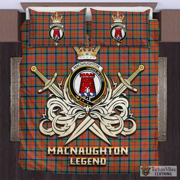 MacNaughton Ancient Tartan Bedding Set with Clan Crest and the Golden Sword of Courageous Legacy