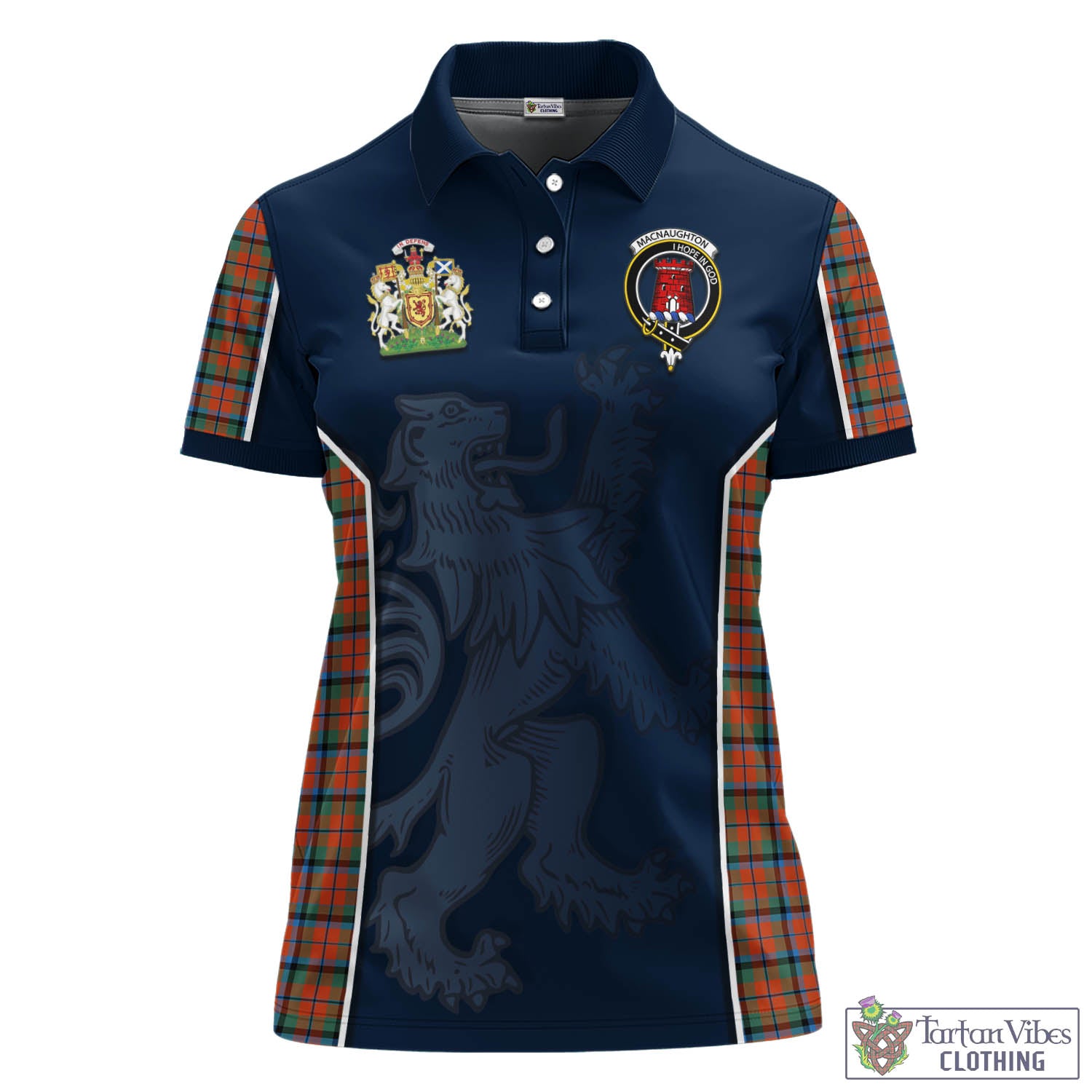 MacNaughton Ancient Tartan Women's Polo Shirt with Family Crest and Lion Rampant Vibes Sport Style - Tartan Vibes Clothing