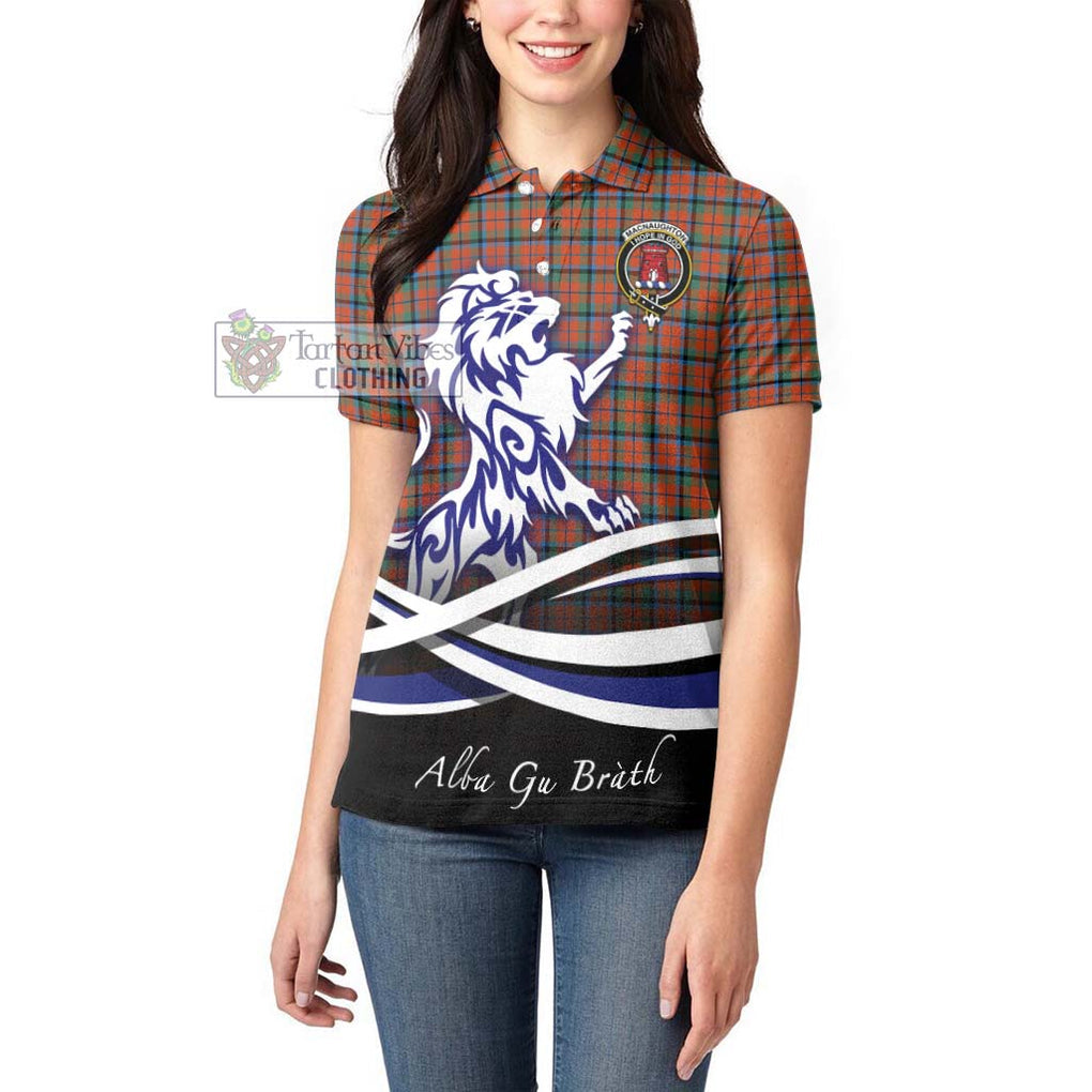 MacNaughton Ancient Tartan Women's Polo Shirt with Alba Gu Brath Regal Lion Emblem - Tartanvibesclothing Shop