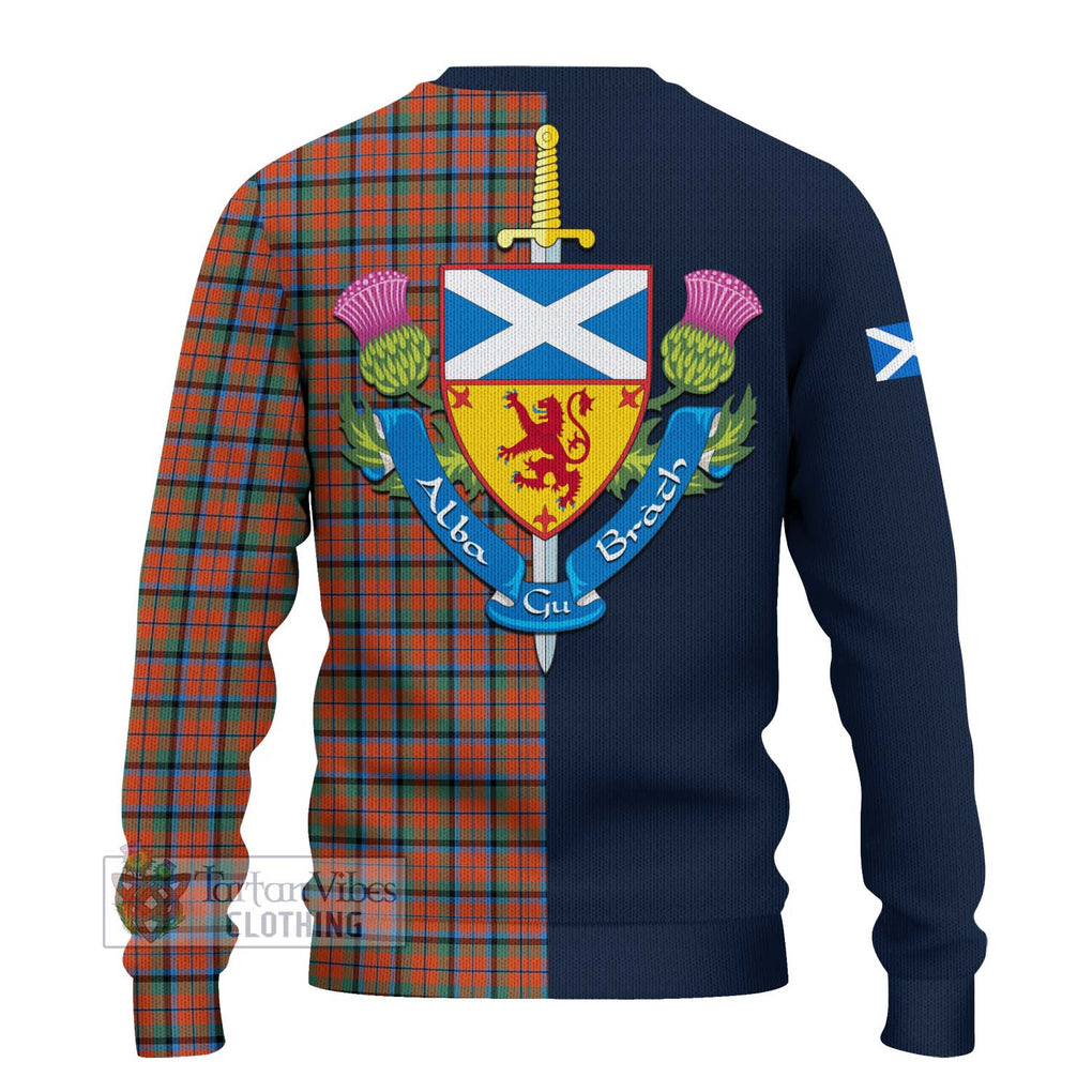 Tartan Vibes Clothing MacNaughton Ancient Tartan Knitted Sweater with Scottish Lion Royal Arm Half Style