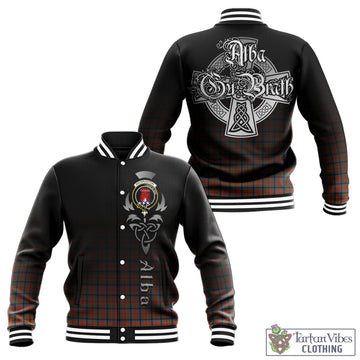 MacNaughton Ancient Tartan Baseball Jacket Featuring Alba Gu Brath Family Crest Celtic Inspired