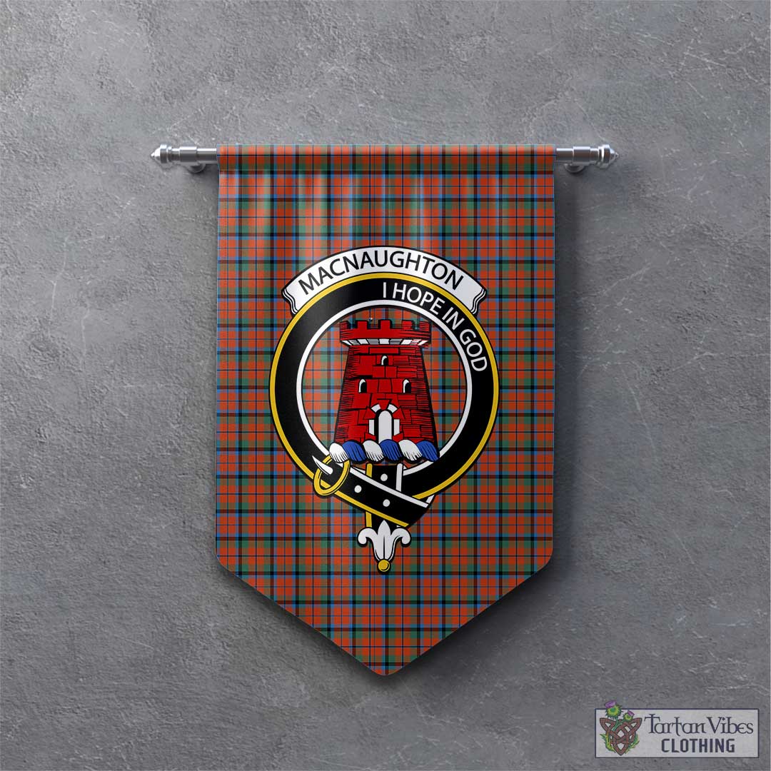 Tartan Vibes Clothing MacNaughton Ancient Tartan Gonfalon, Tartan Banner with Family Crest