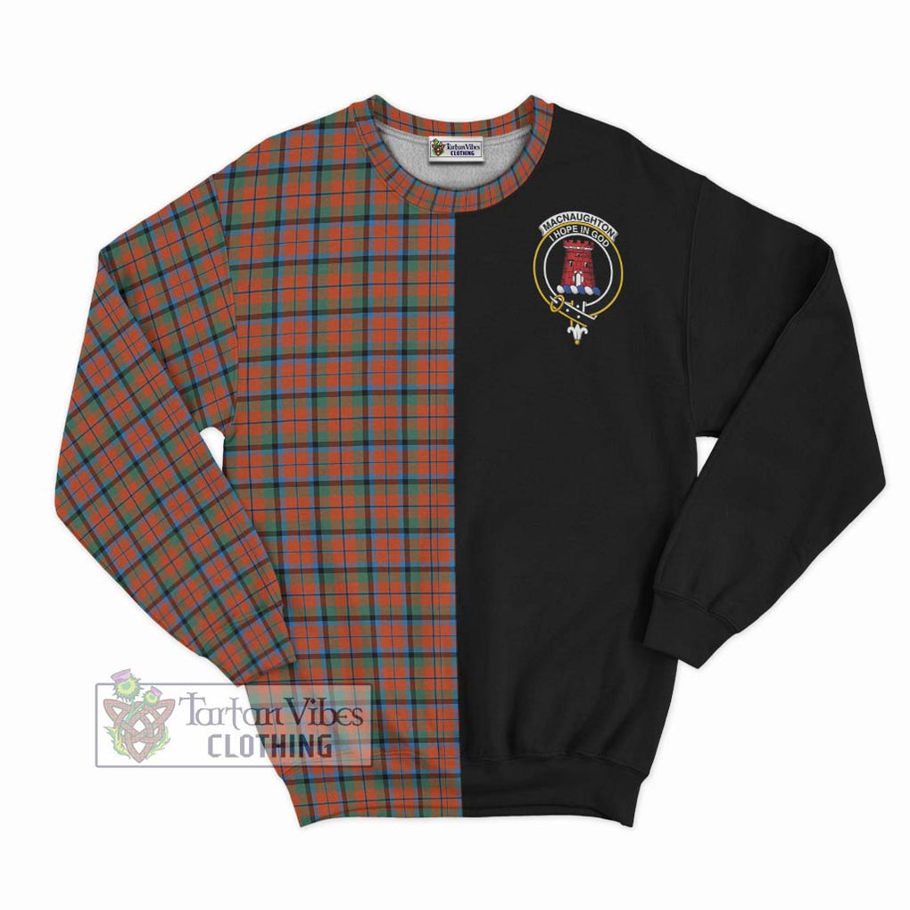 MacNaughton Ancient Tartan Sweatshirt with Family Crest and Half Of Me Style - Tartanvibesclothing Shop