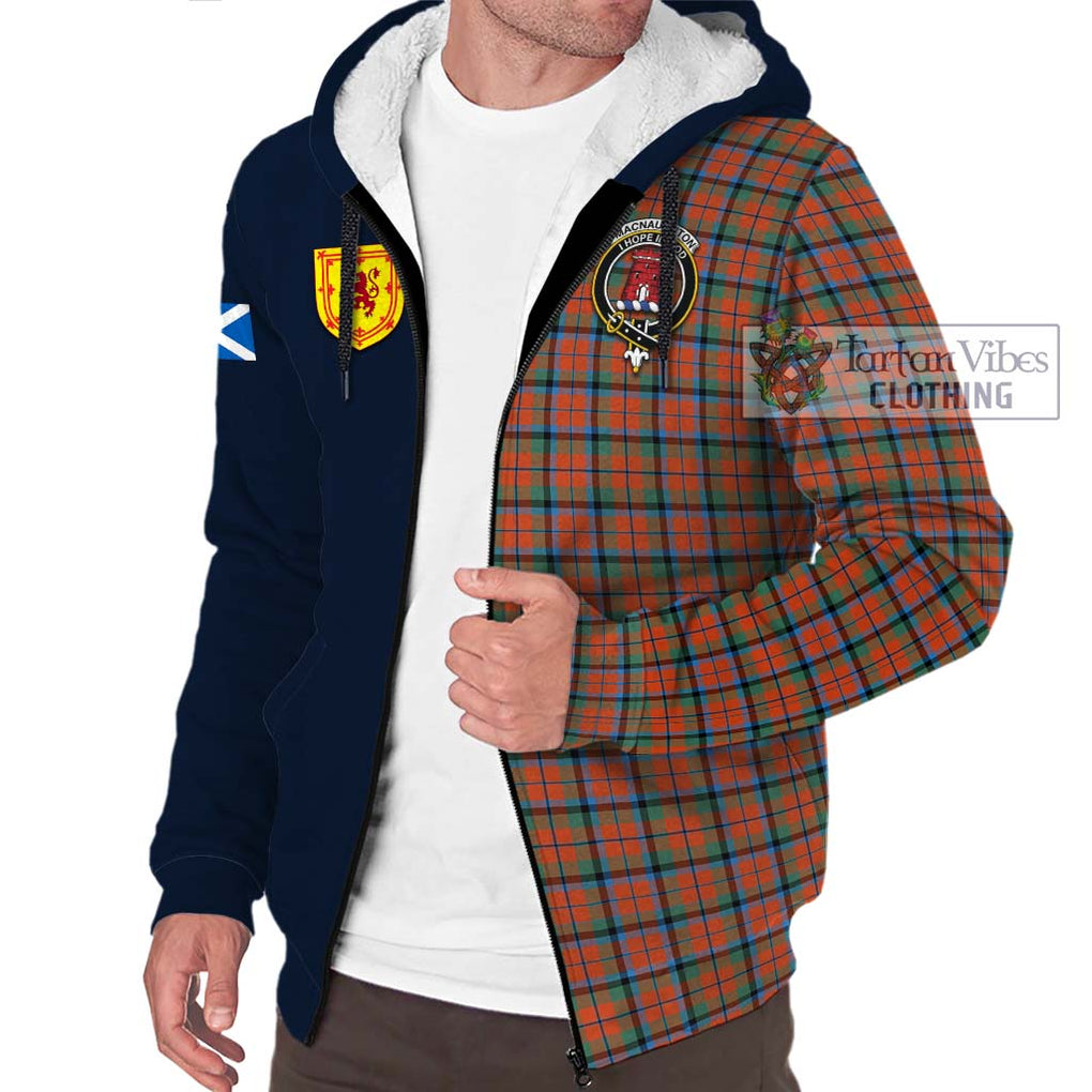 Tartan Vibes Clothing MacNaughton Ancient Tartan Sherpa Hoodie with Scottish Lion Royal Arm Half Style