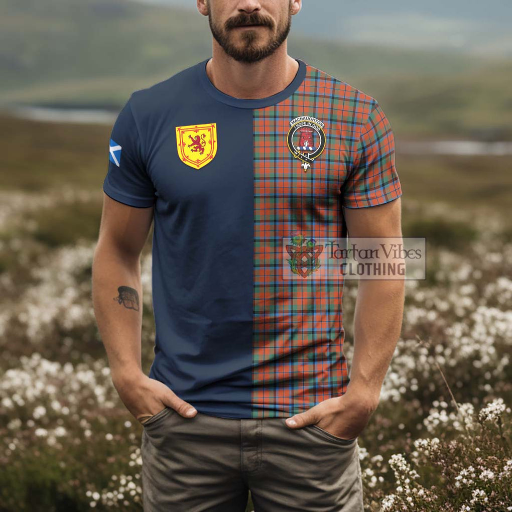 Tartan Vibes Clothing MacNaughton Ancient Tartan T-Shirt Alba with Scottish Lion Royal Arm Half Style