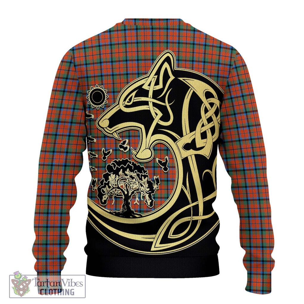 MacNaughton Ancient Tartan Knitted Sweater with Family Crest Celtic Wolf Style - Tartan Vibes Clothing