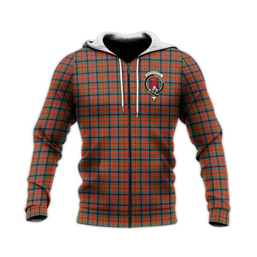 MacNaughton Ancient Tartan Knitted Hoodie with Family Crest