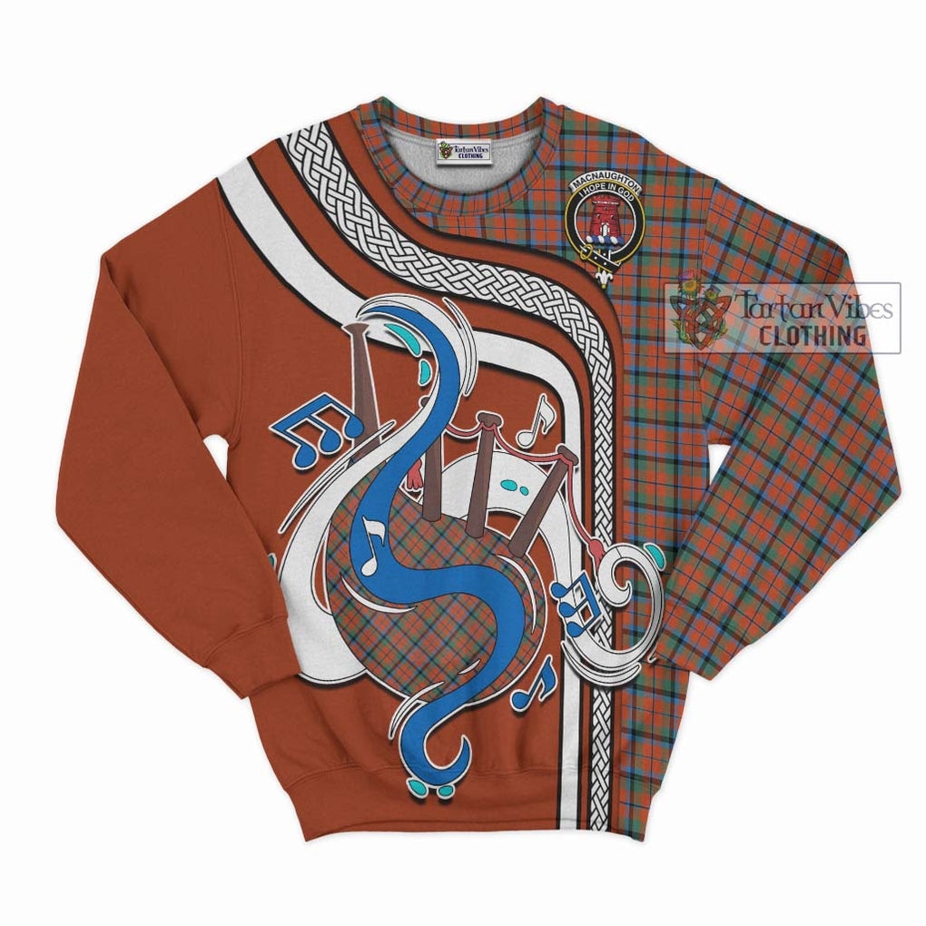 Tartan Vibes Clothing MacNaughton Ancient Tartan Sweatshirt with Epic Bagpipe Style