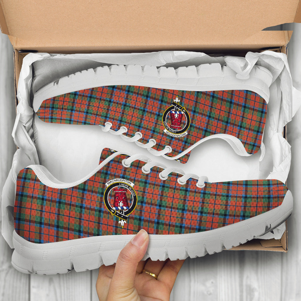 MacNaughton Ancient Tartan Sneakers with Family Crest - Tartan Vibes Clothing